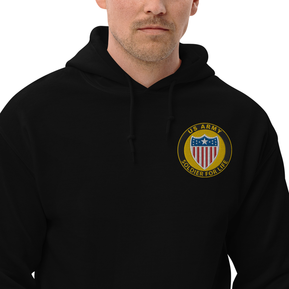 Custom US Army Ranks, Insignia Soldier For Life Embroidered Unisex Hoodie