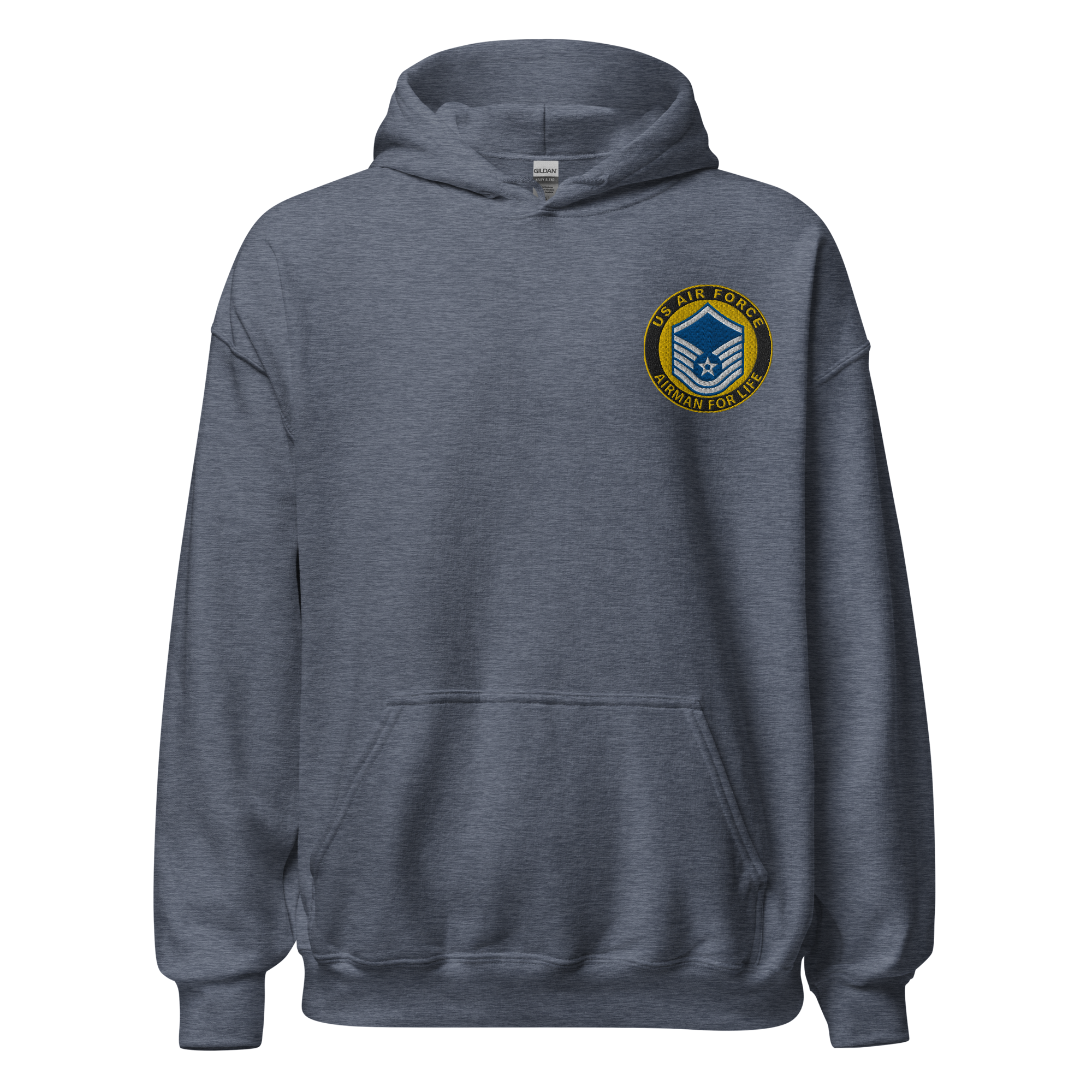 Custom US Air Force Ranks, Insignia Airman For Life Embroidered Unisex Hoodie