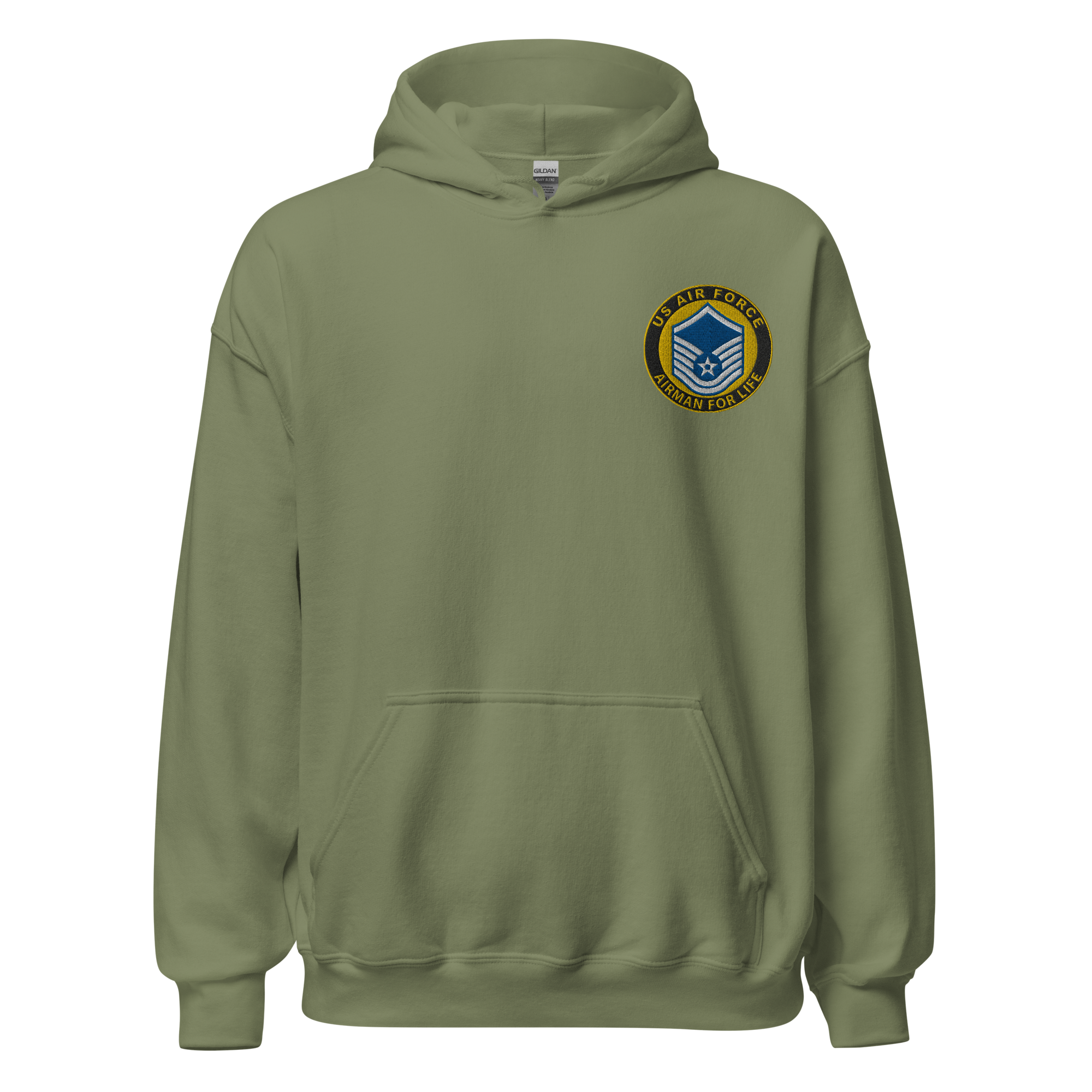 Custom US Air Force Ranks, Insignia Airman For Life Embroidered Unisex Hoodie