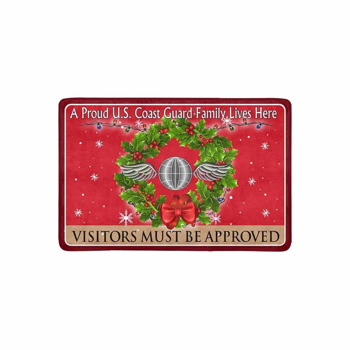 US Coast Guard Aviation Electricians Mate AE Logo - Visitors must be approved Christmas Doormat-Doormat-USCG-Rate-Veterans Nation
