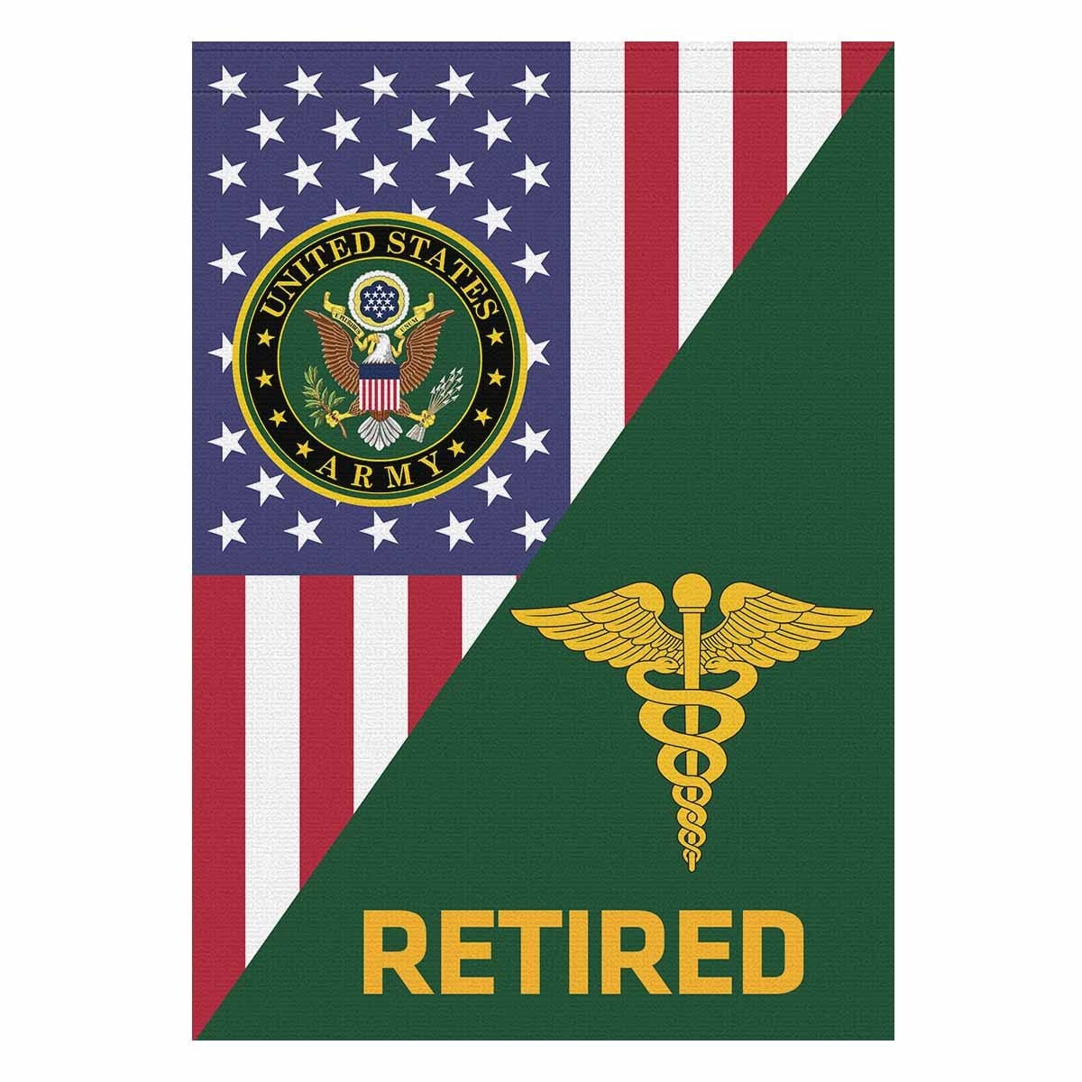 US Army Medical Corps Retired House Flag 28 Inch x 40 Inch Twin-Side Printing-HouseFlag-Army-Branch-Veterans Nation