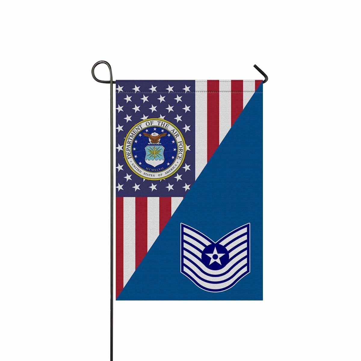 US Air Force E-7 Master Sergeant MSgt E7 Old Style Garden Flag/Yard Flag 12 inches x 18 inches Twin-Side Printing-GDFlag-USAF-Ranks-Veterans Nation