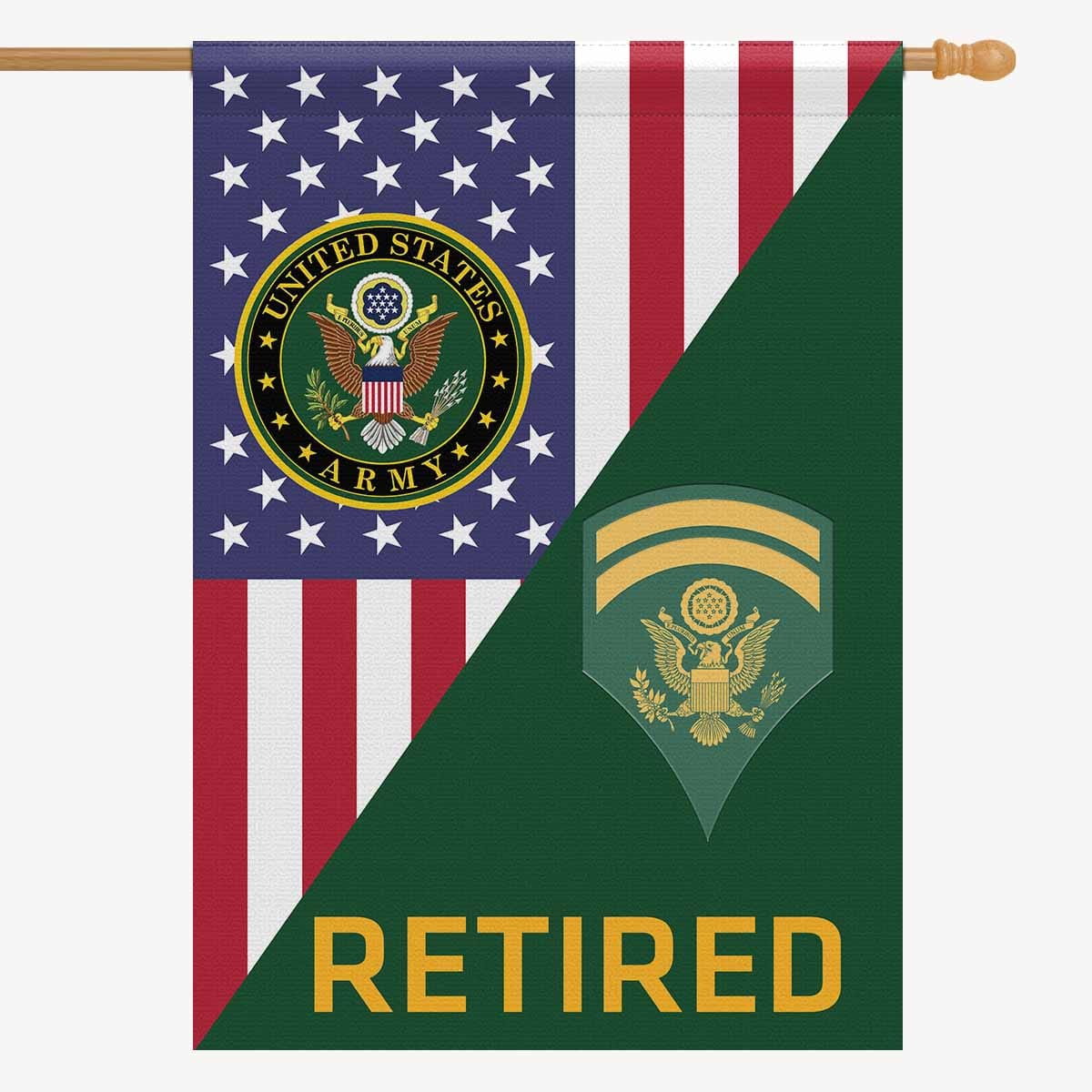 US Army E-6 SPC E6 SP6 Specialist 6 Specialist 1st Class Retired House Flag 28 Inch x 40 Inch 2-Side Printing-HouseFlag-Army-Ranks-Veterans Nation