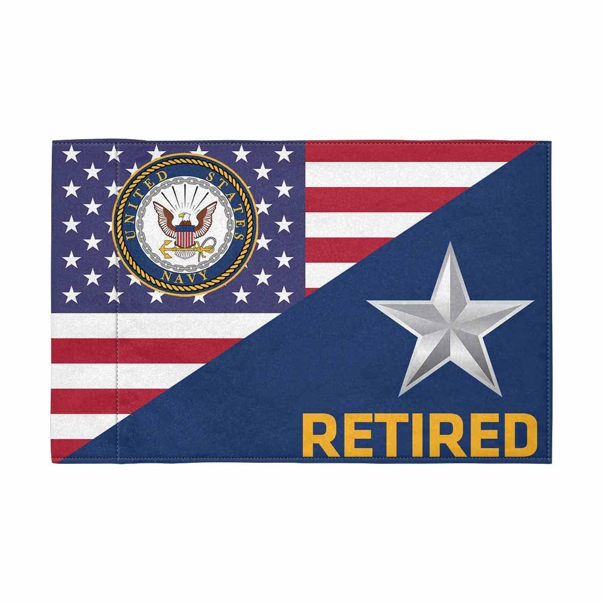 US Navy O-7 Retired Motorcycle Flag 9" x 6" Twin-Side Printing D01-MotorcycleFlag-Navy-Veterans Nation