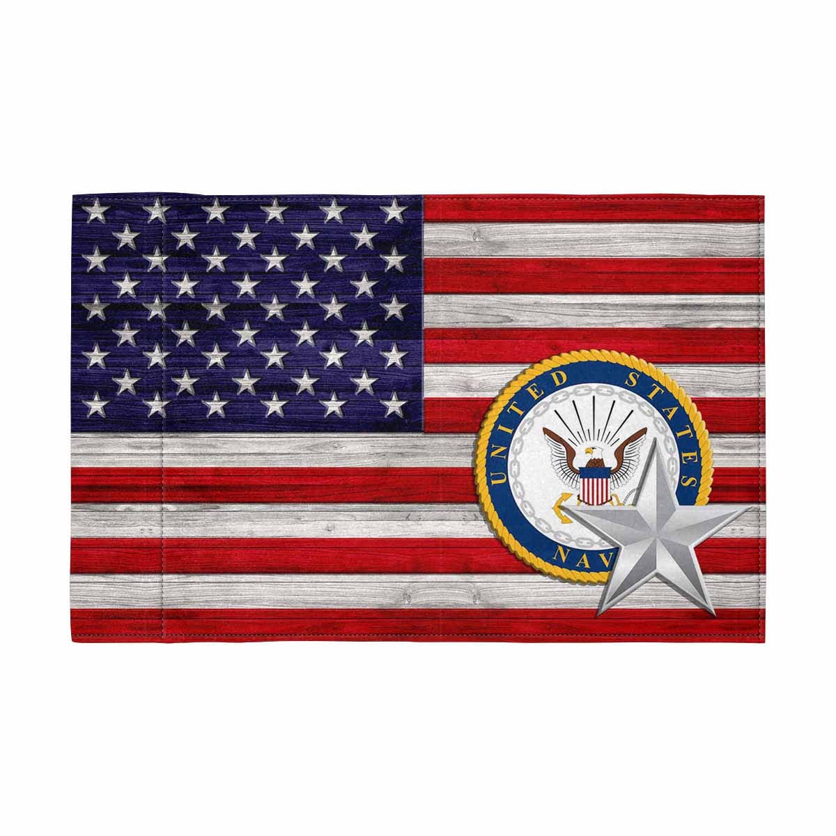 US Navy O-7 Motorcycle Flag 9" x 6" Twin-Side Printing D02-MotorcycleFlag-Navy-Veterans Nation