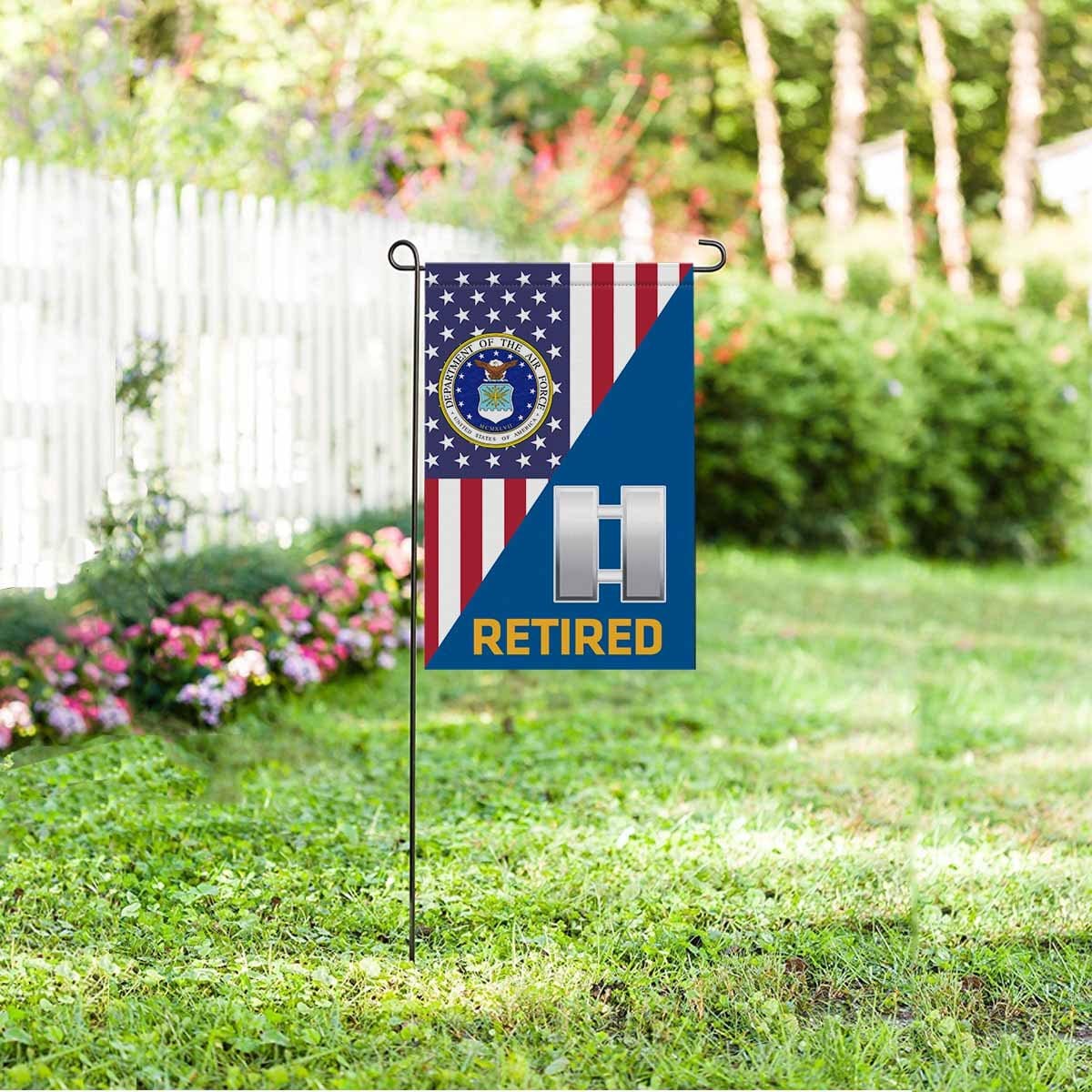 US Air Force O-3 Captain Capt O3 Commissioned Officer Retired Garden Flag/Yard Flag 12 inches x 18 inches Twin-Side Printing-GDFlag-USAF-Ranks-Veterans Nation