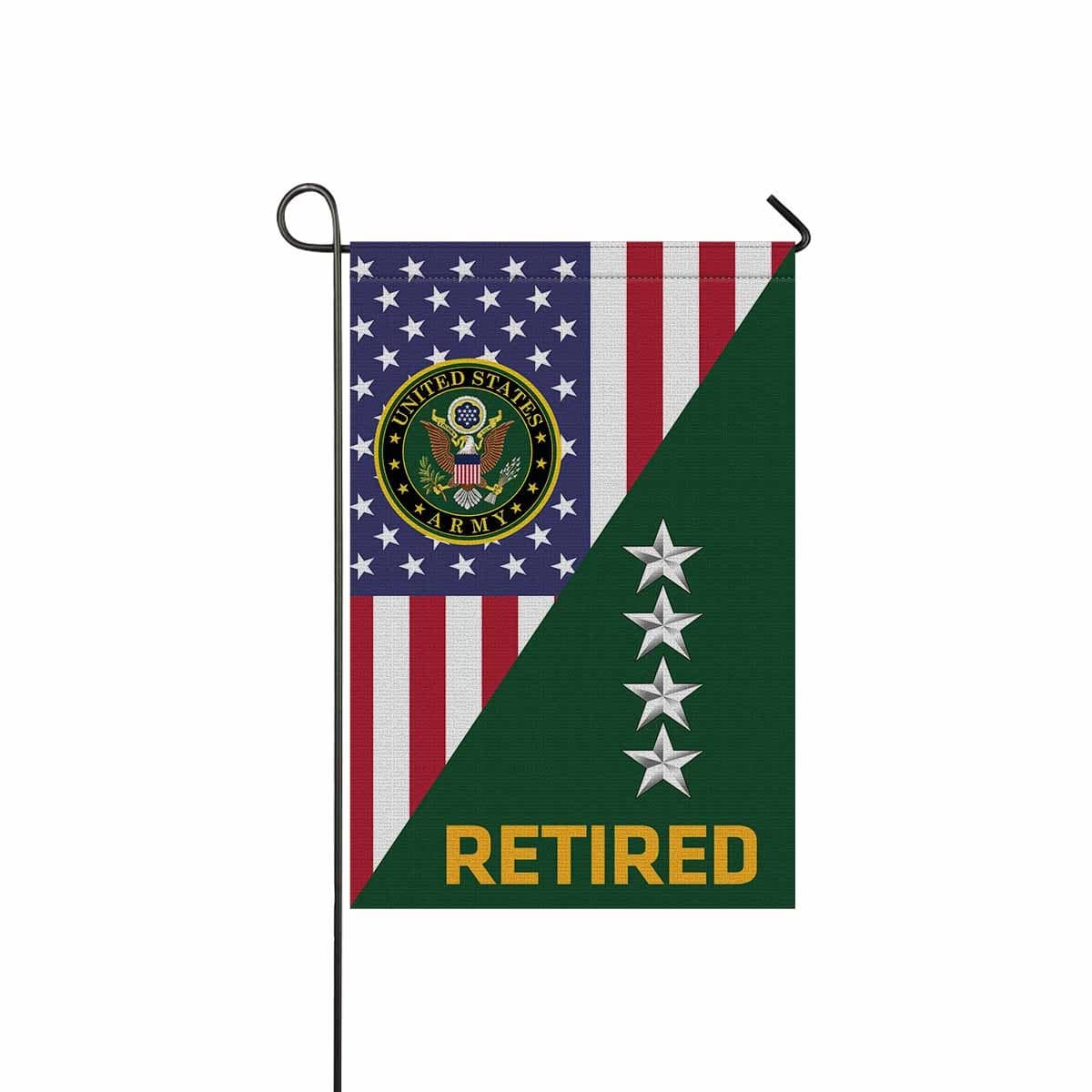 US Army O-10 General O10 GEN General Officer Retired Garden Flag/Yard Flag 12 inches x 18 inches Twin-Side Printing-GDFlag-Army-Ranks-Veterans Nation