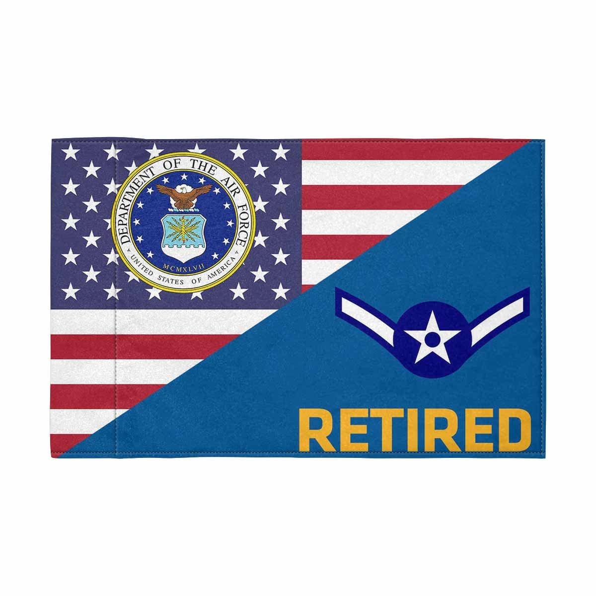 US Air Force E-2 Retired Motorcycle Flag 9" x 6" Twin-Side Printing D01-MotorcycleFlag-USAF-Veterans Nation