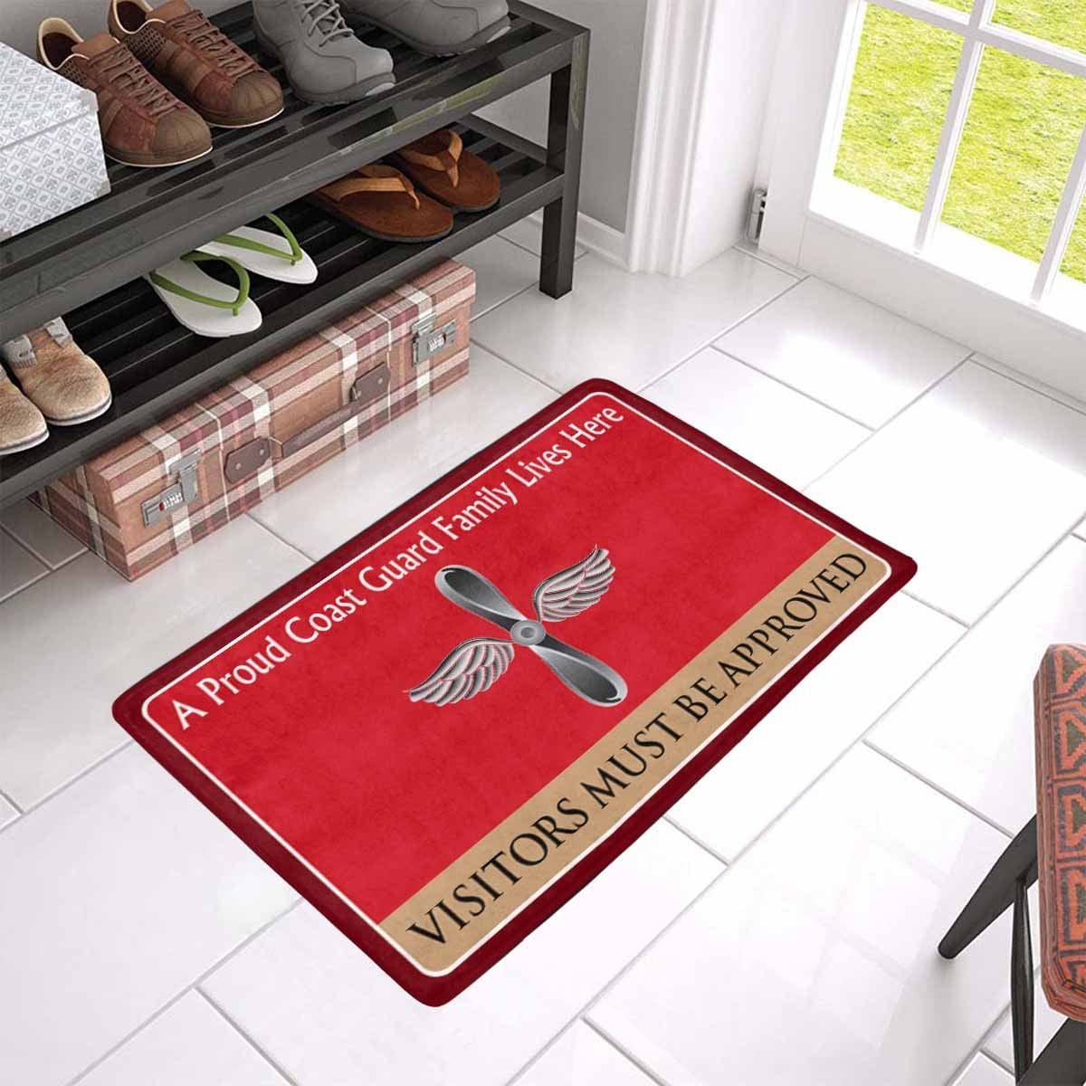 US Coast Guard Aviation Maintenance Technician AMT Logo Family Doormat - Visitors must be approved (23.6 inches x 15.7 inches)-Doormat-USCG-Rate-Veterans Nation