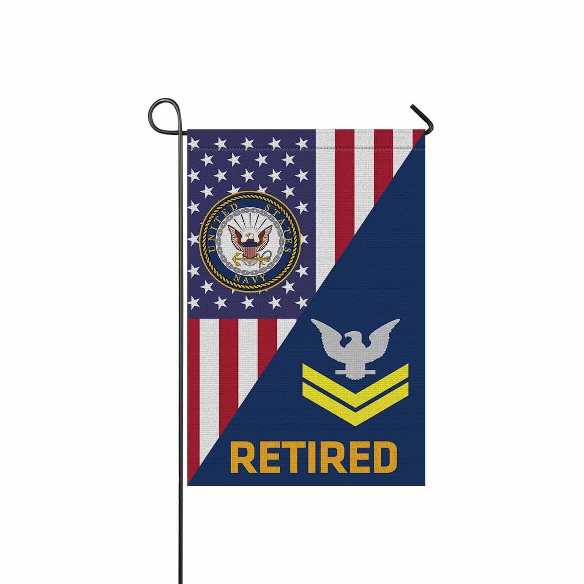US Navy E-5 Petty Officer Second Class E5 PO2 Gold Stripe Collar Device Retired Garden Flag/Yard Flag 12 inches x 18 inches Twin-Side Printing-GDFlag-Navy-Collar-Veterans Nation