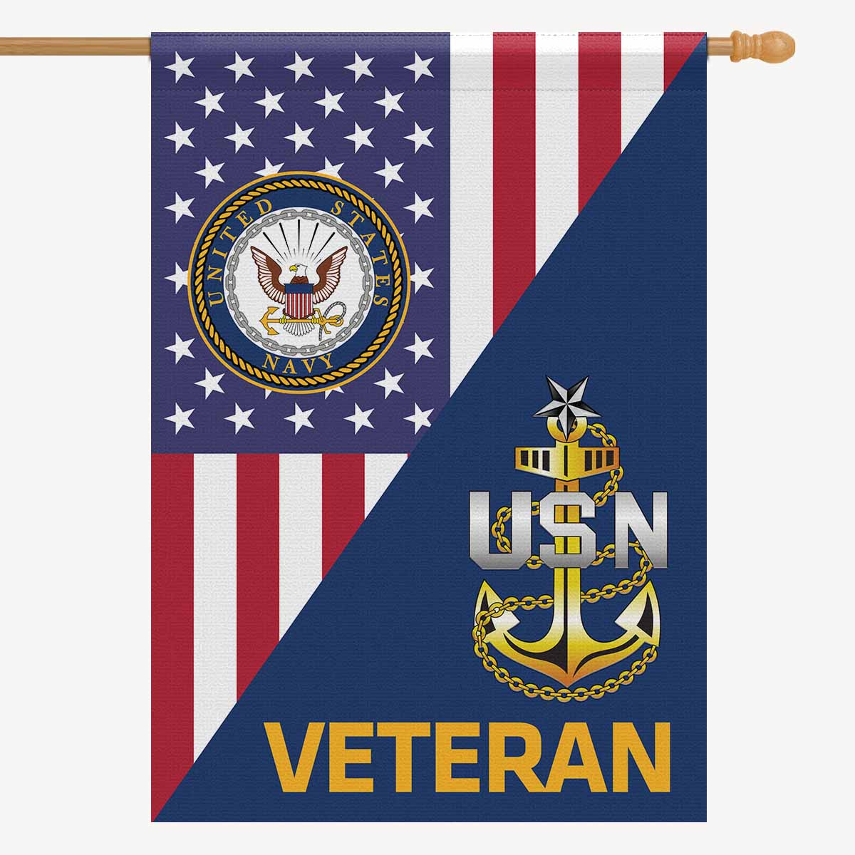 US Navy E-8 Senior Chief Petty Officer E8 SCPO Senior Noncommissioned Officer Collar Device Veteran House Flag 28 inches x 40 inches Twin-Side Printing-HouseFlag-Navy-Collar-Veterans Nation