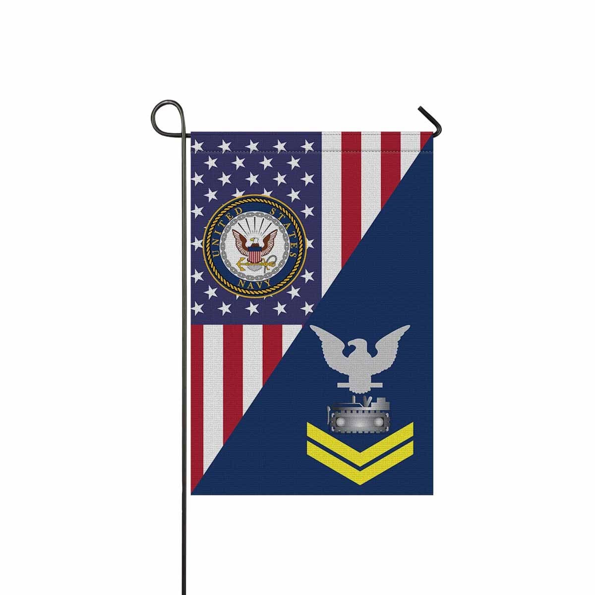 Navy Equipment Operator Navy EO E-5 Gold Stripe Garden Flag/Yard Flag 12 inches x 18 inches Twin-Side Printing-GDFlag-Navy-Rating-Veterans Nation