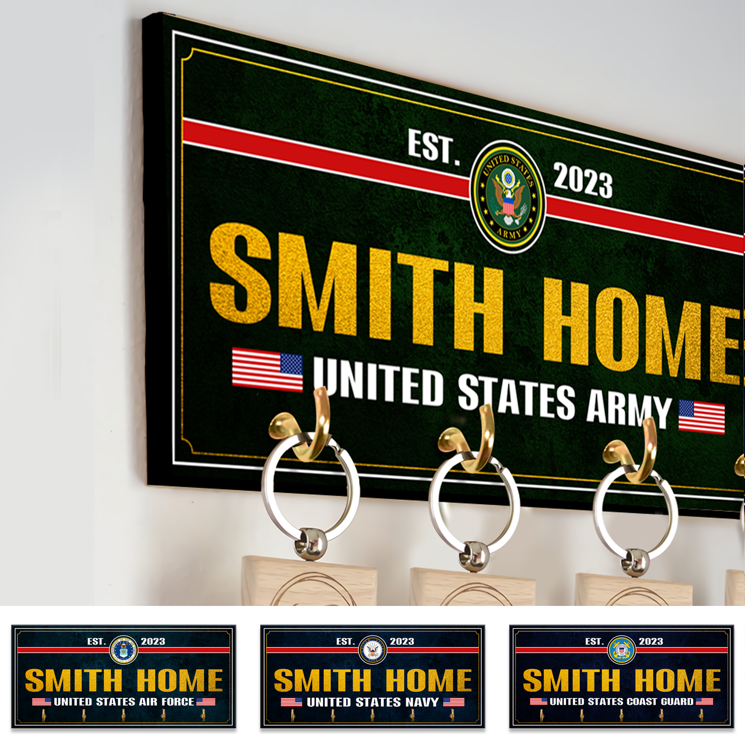 Personalized Key Hook - Personalized Name & Ranks And Year-Veterans Nation