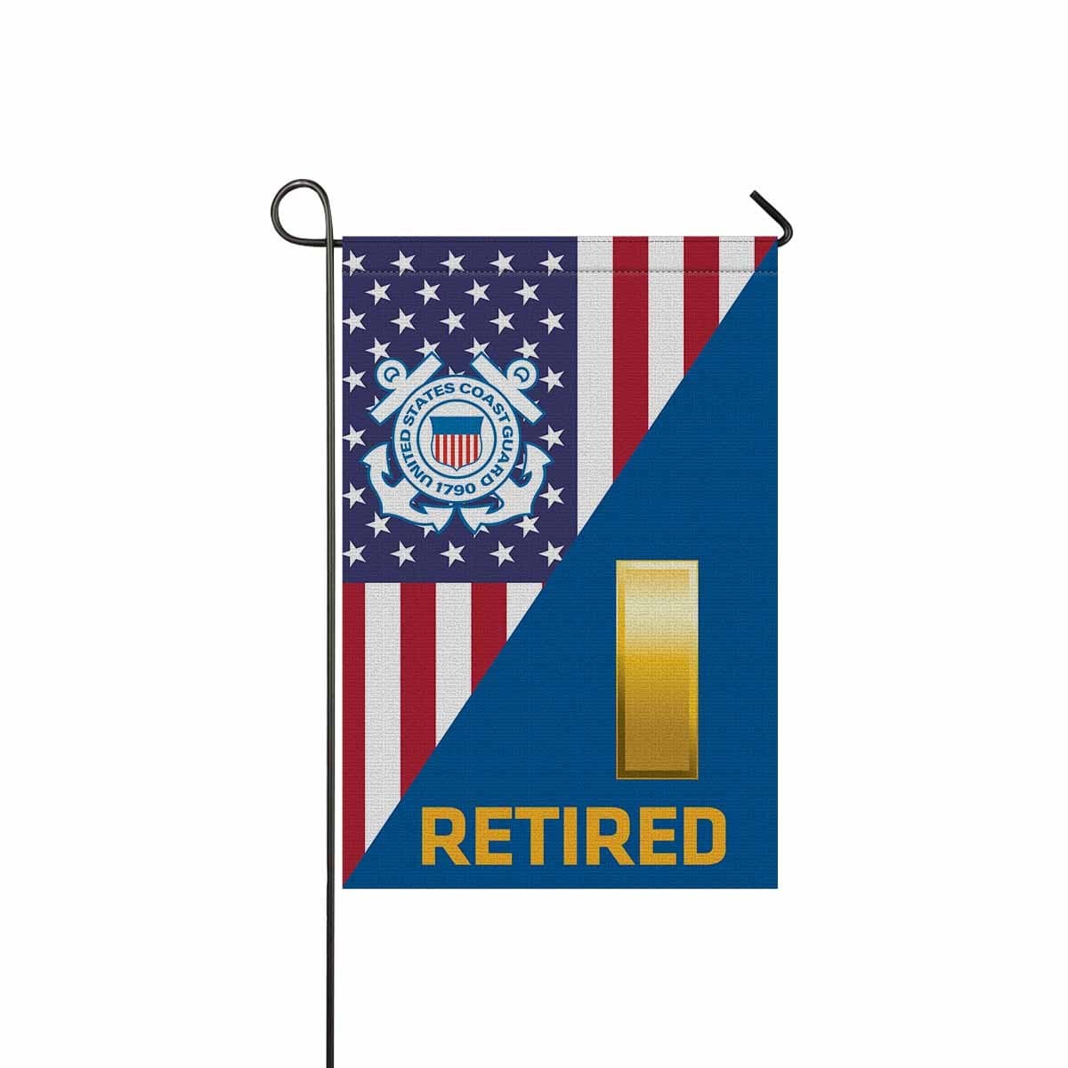 US Coast Guard O-1 Ensign O1 ENS Junior Officer Ranks Retired Garden Flag 12'' x 18'' Twin-Side Printing Retired Garden Flag 12" x 18"-Garden Flag-Veterans Nation