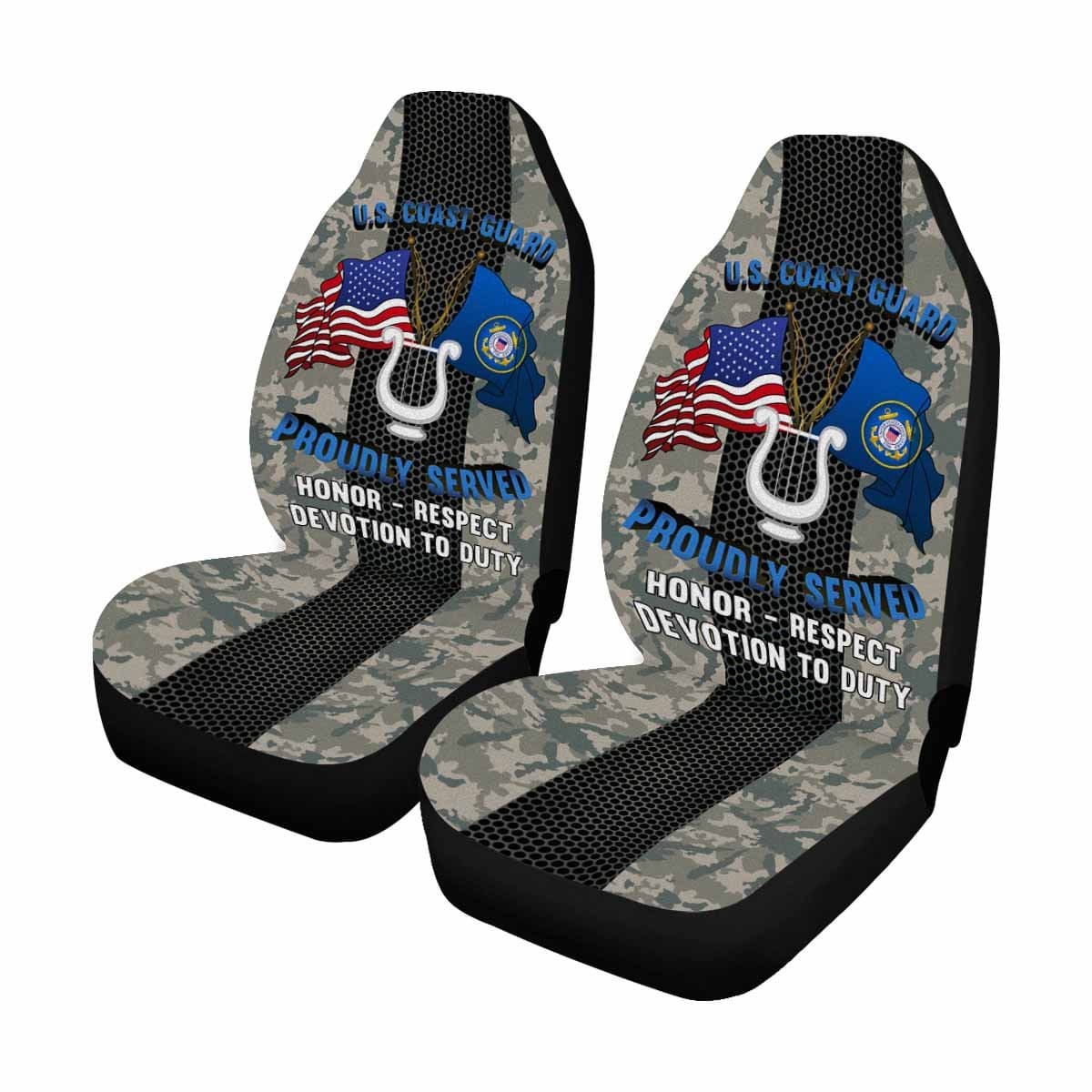 US Coast Guard Musician MU Logo Proudly Served - Car Seat Covers (Set of 2)-SeatCovers-USCG-Rate-Veterans Nation