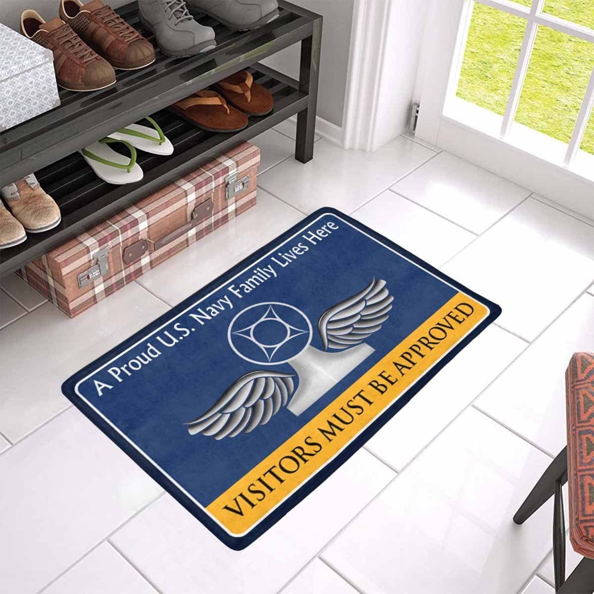 Navy Air Traffic Controller Navy AC Family Doormat - Visitors must be approved (23,6 inches x 15,7 inches)-Doormat-Navy-Rate-Veterans Nation