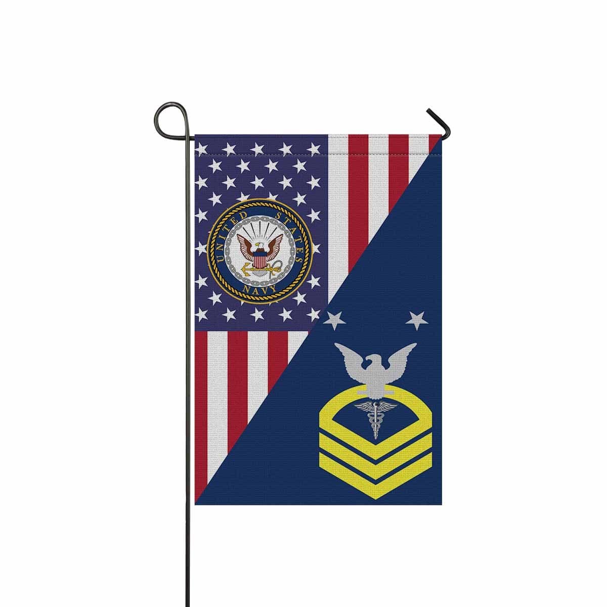 U.S Navy Hospital Corpsman Navy HM E-9 MCPO Master Chief Petty Officer Garden Flag/Yard Flag 12 inches x 18 inches Twin-Side Printing-GDFlag-Navy-Rating-Veterans Nation