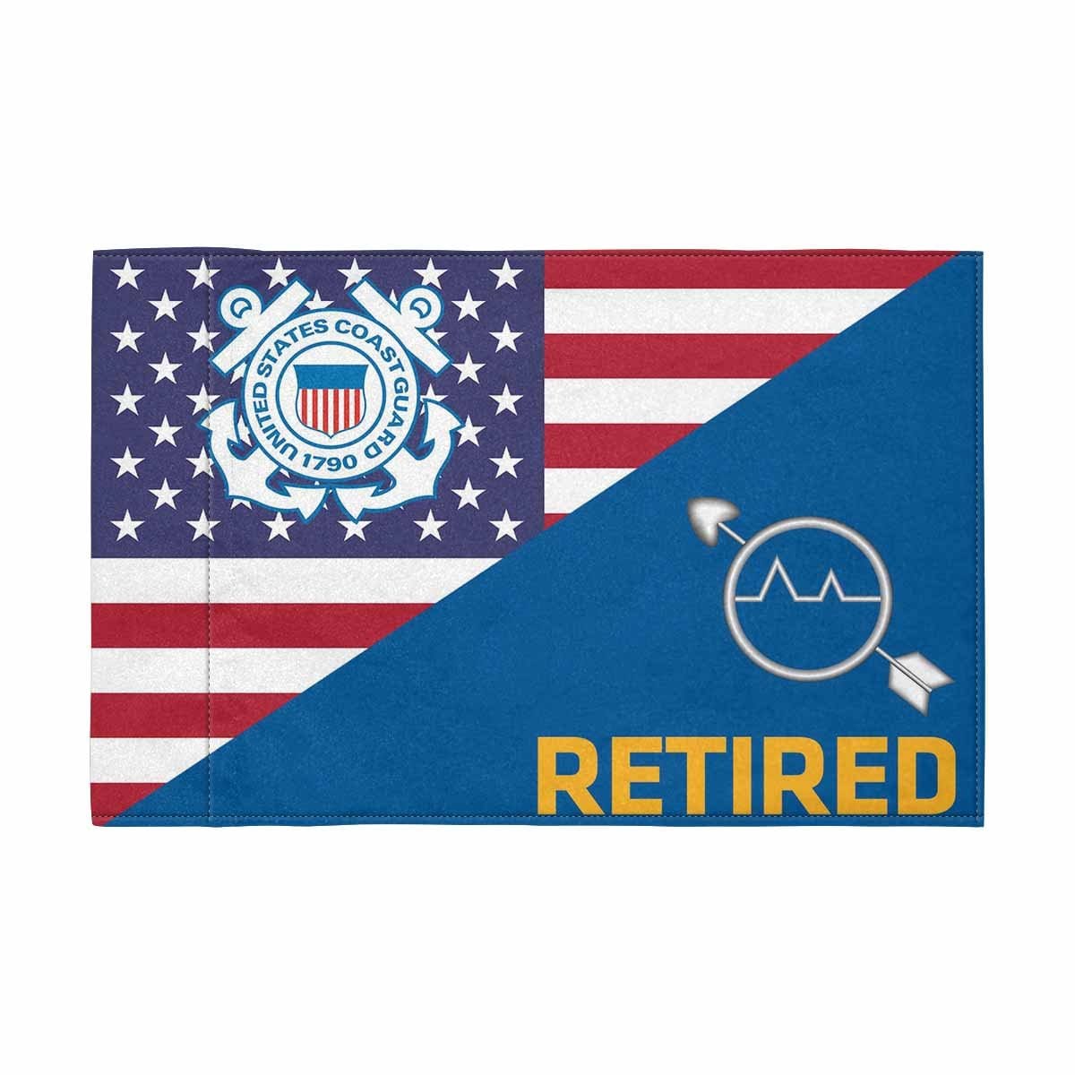 USCG OS Retired Motorcycle Flag 9" x 6" Twin-Side Printing D01-MotorcycleFlag-USCG-Veterans Nation