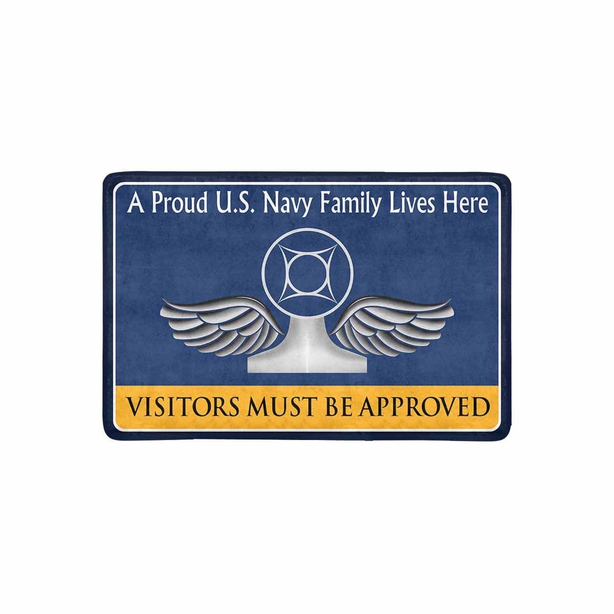 Navy Air Traffic Controller Navy AC Family Doormat - Visitors must be approved (23,6 inches x 15,7 inches)-Doormat-Navy-Rate-Veterans Nation