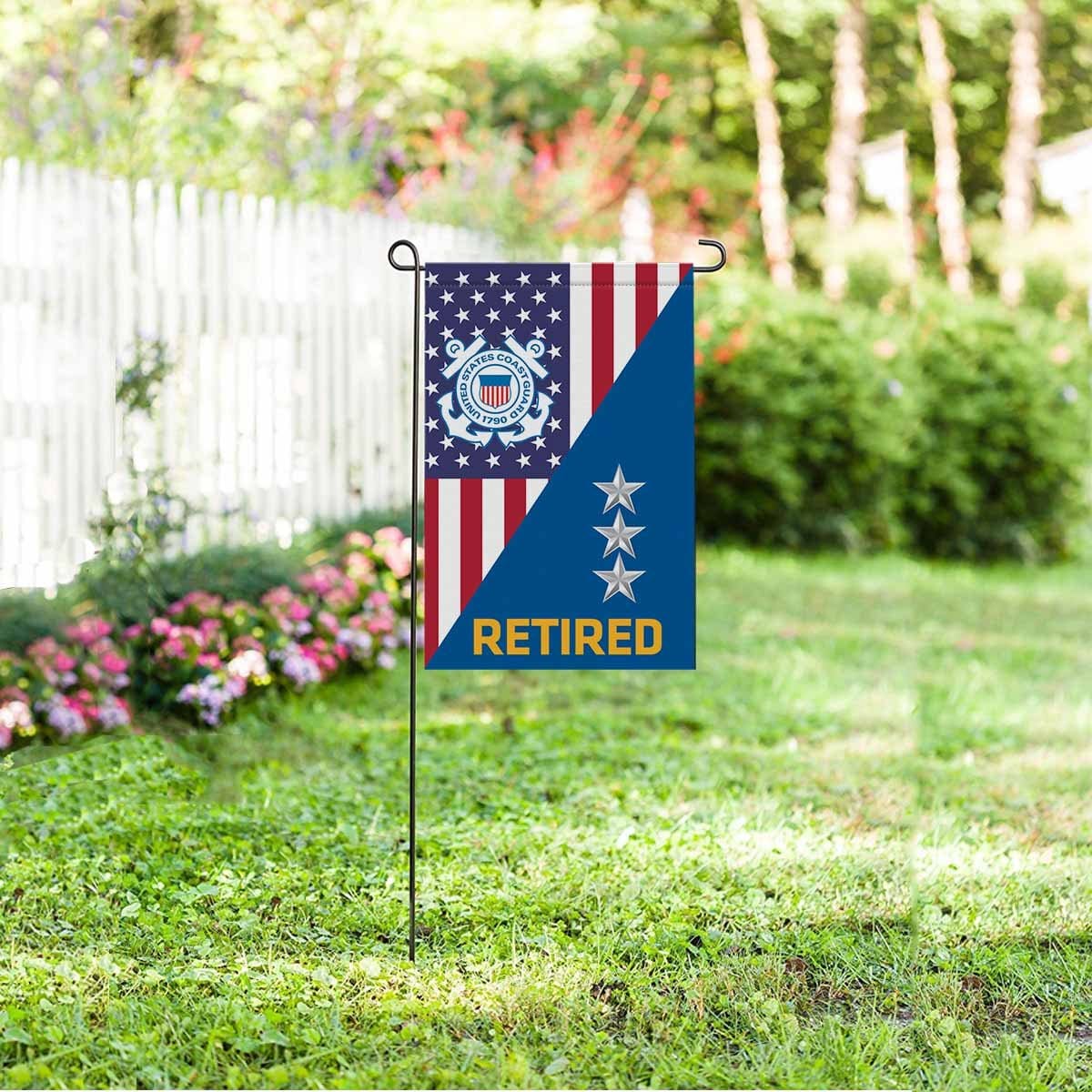 US Coast Guard O-9 Vice Admiral O9 VADM Flag Officer Ranks Retired Garden Flag 12'' x 18'' Twin-Side Printing Retired Garden Flag 12" x 18"-Garden Flag-Veterans Nation