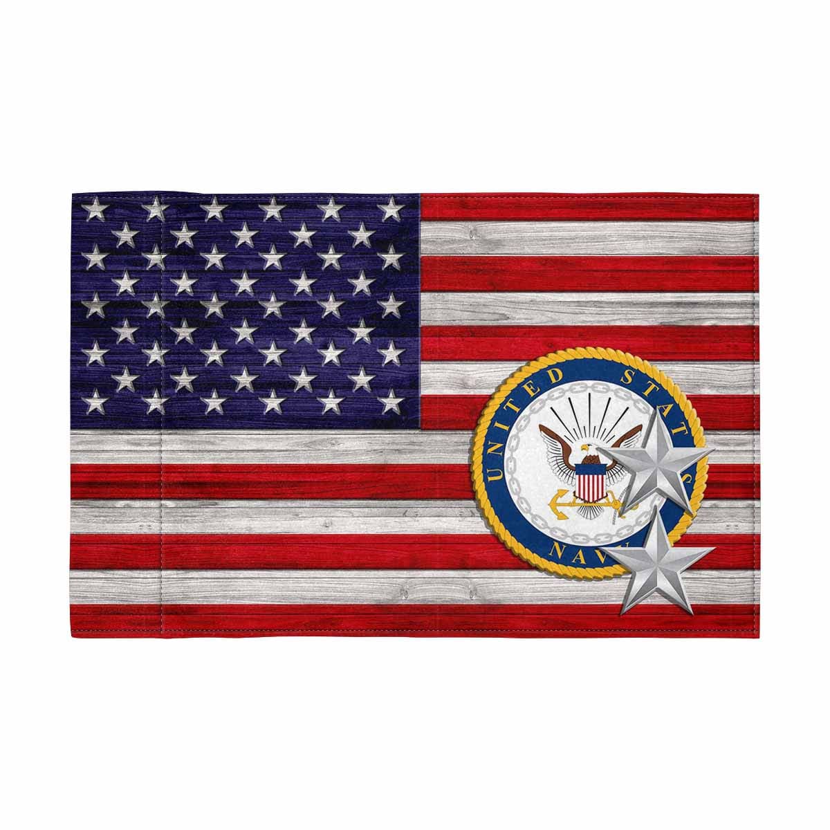 US Navy O-8 Motorcycle Flag 9" x 6" Twin-Side Printing D02-MotorcycleFlag-Navy-Veterans Nation