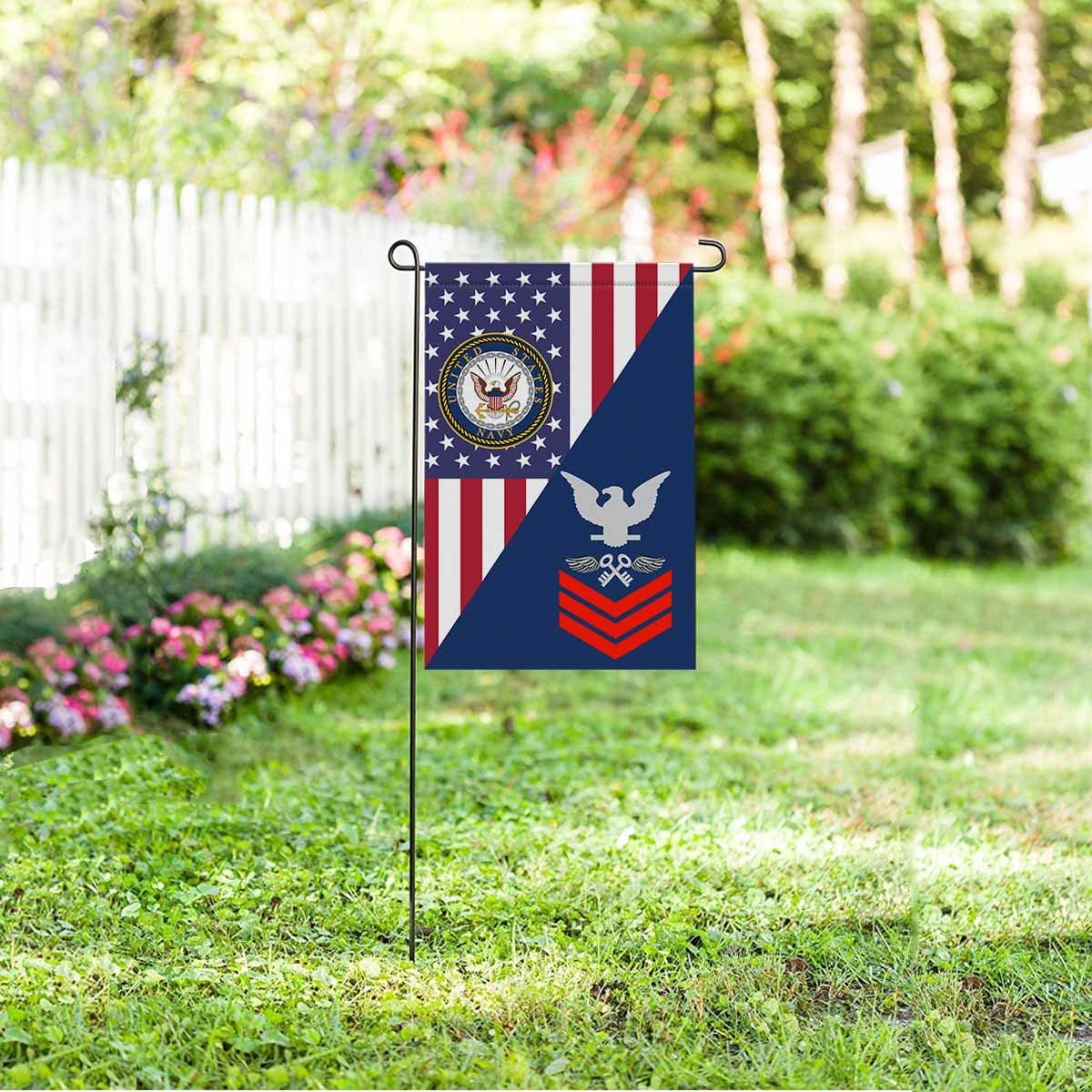 Navy Aviation Storekeeper Navy AK E-6 Red Stripe Garden Flag/Yard Flag 12 inches x 18 inches Twin-Side Printing-GDFlag-Navy-Rating-Veterans Nation