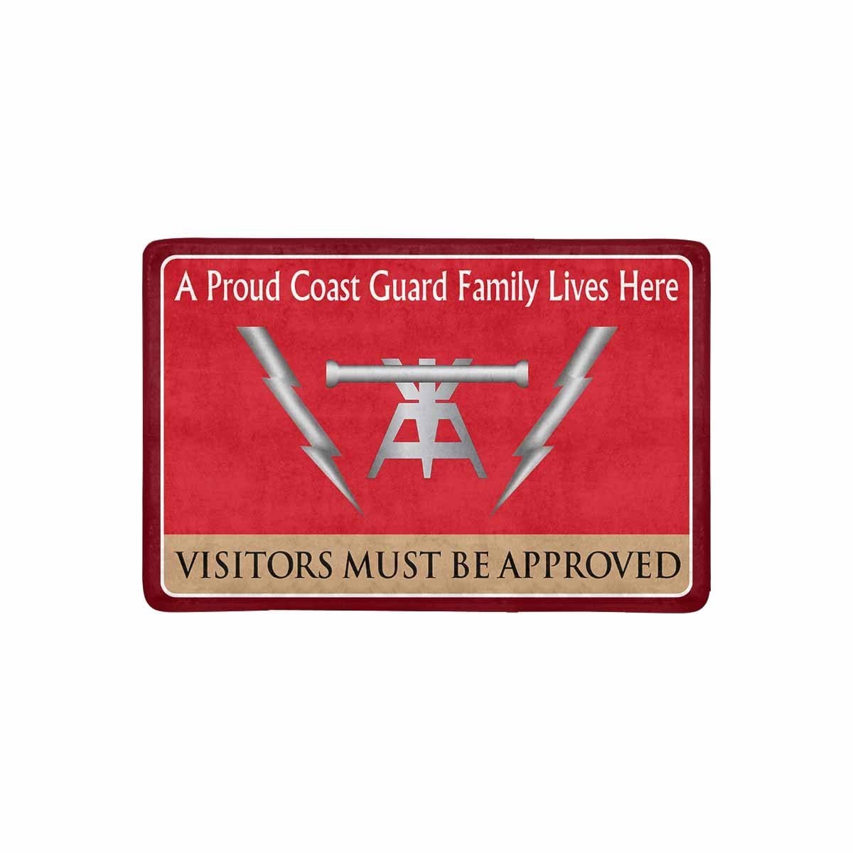 US Coast Guard Fire Control Technician FT Logo Family Doormat - Visitors must be approved (23.6 inches x 15.7 inches)-Doormat-USCG-Rate-Veterans Nation