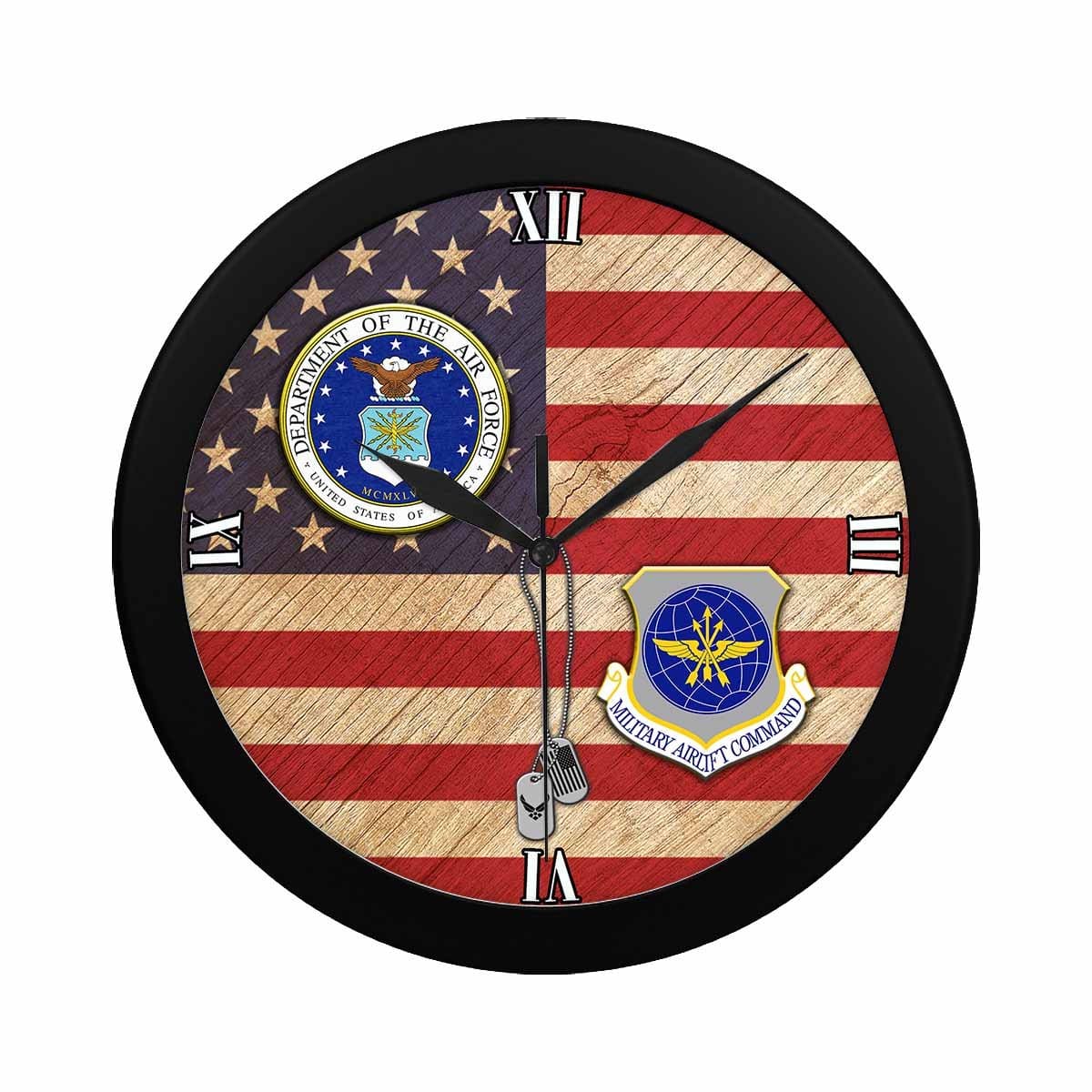 US Air Force Military Airlift Command Wall Clock-WallClocks-USAF-Shield-Veterans Nation