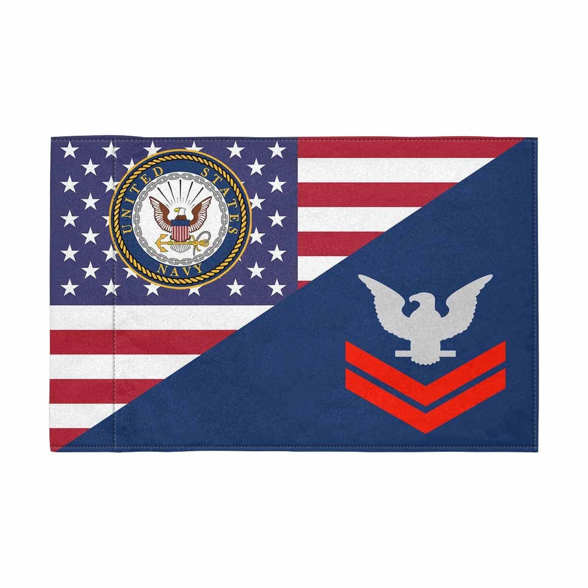 US Navy E-5 Red Stripe Collar Device Motorcycle Flag 9" x 6" Twin-Side Printing D01-MotorcycleFlag-Navy-Veterans Nation