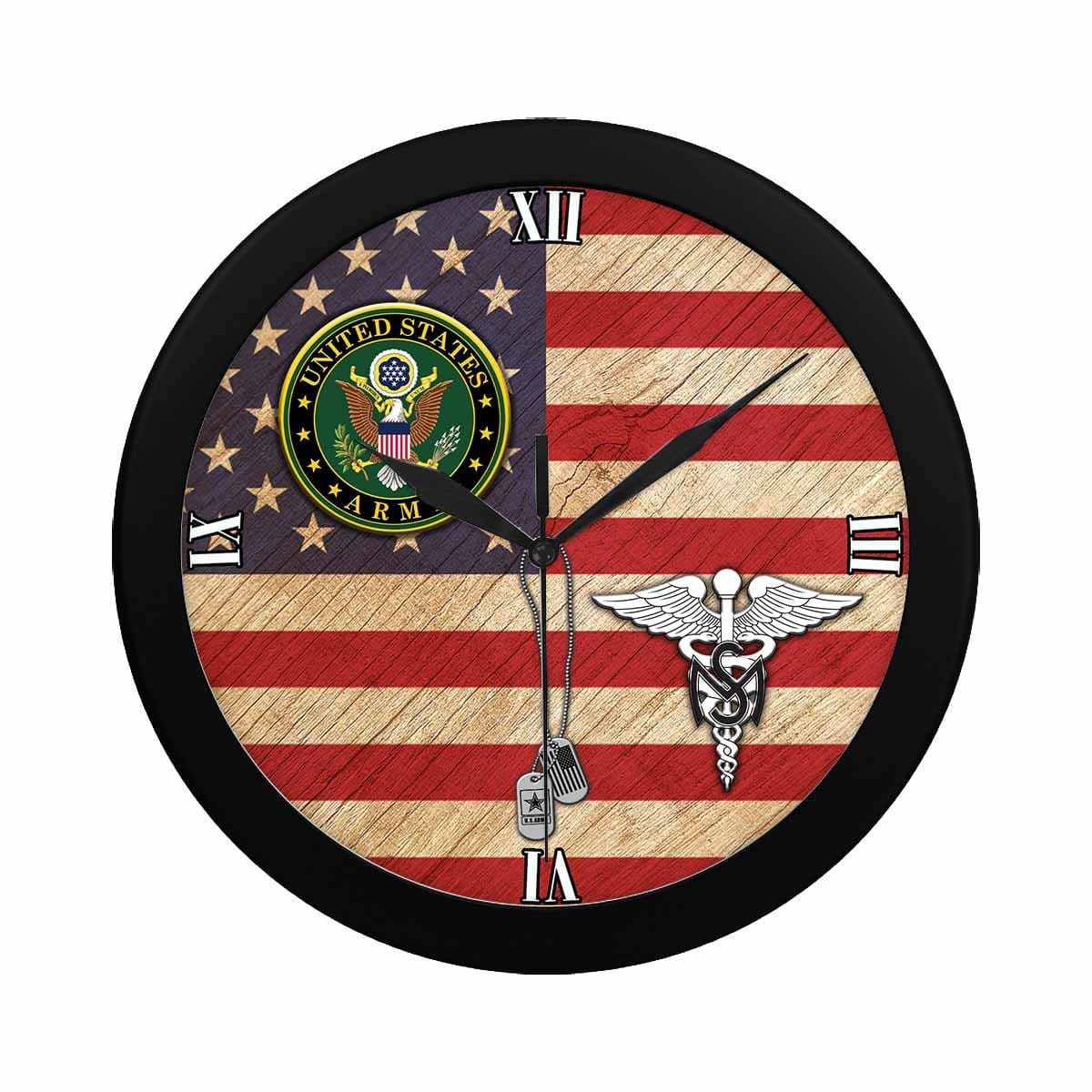 US Army Medical Service Corps Black Wall Clock-WallClocks-Army-Branch-Veterans Nation
