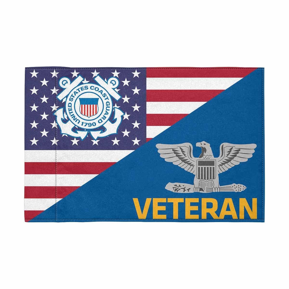 USCG O-6 Veteran Motorcycle Flag 9" x 6" Twin-Side Printing D01-MotorcycleFlag-USCG-Veterans Nation