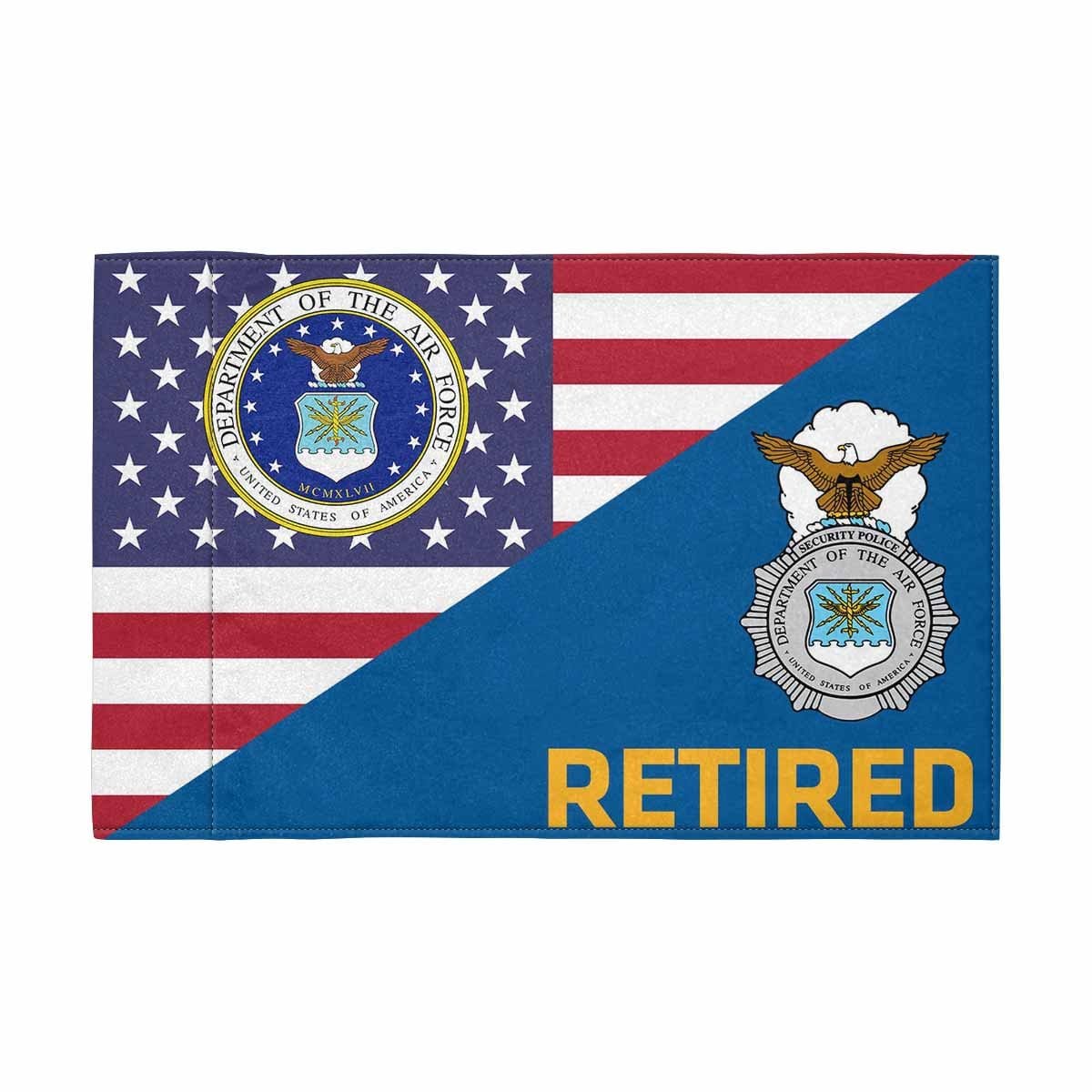 US Air Force Security Police Retired Motorcycle Flag 9" x 6" Twin-Side Printing D01-MotorcycleFlag-USAF-Veterans Nation