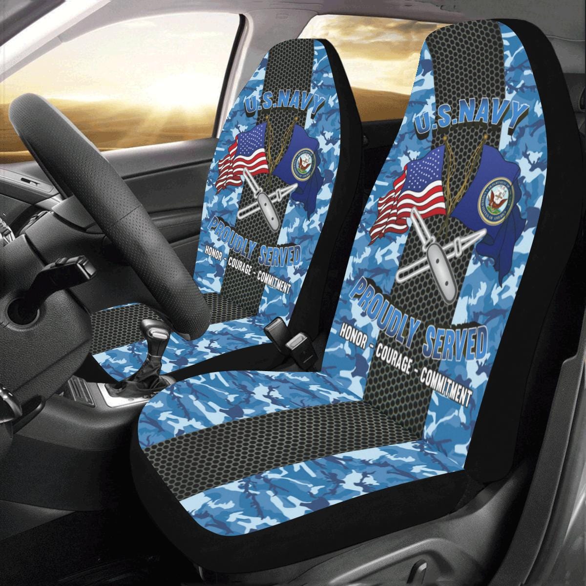 Navy Lithographer Navy LI Car Seat Covers (Set of 2)-SeatCovers-Navy-Rate-Veterans Nation