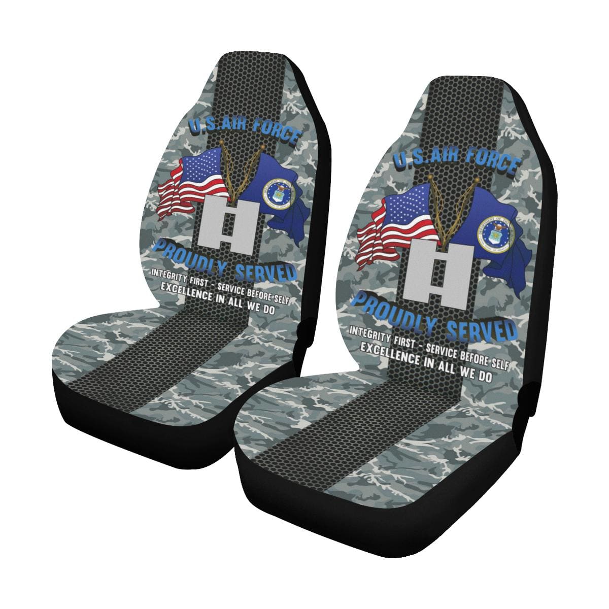 US Air Force O-3 Captain Capt O3 Commissioned Offi Car Seat Covers (Set of 2)-SeatCovers-USAF-Ranks-Veterans Nation