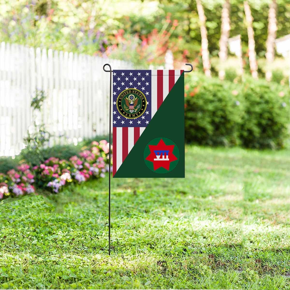 US ARMY VII CORPS Garden Flag/Yard Flag 12 inches x 18 inches Twin-Side Printing-GDFlag-Army-CSIB-Veterans Nation