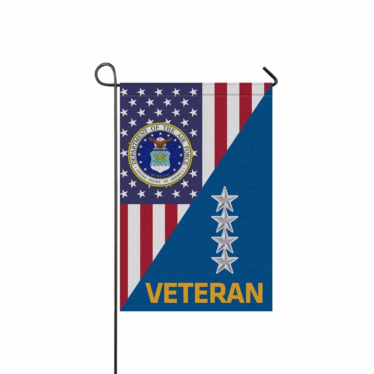 US Air Force O-10 General Gen O10 General Officer Veteran Garden Flag/Yard Flag 12 inches x 18 inches Twin-Side Printing-GDFlag-USAF-Ranks-Veterans Nation