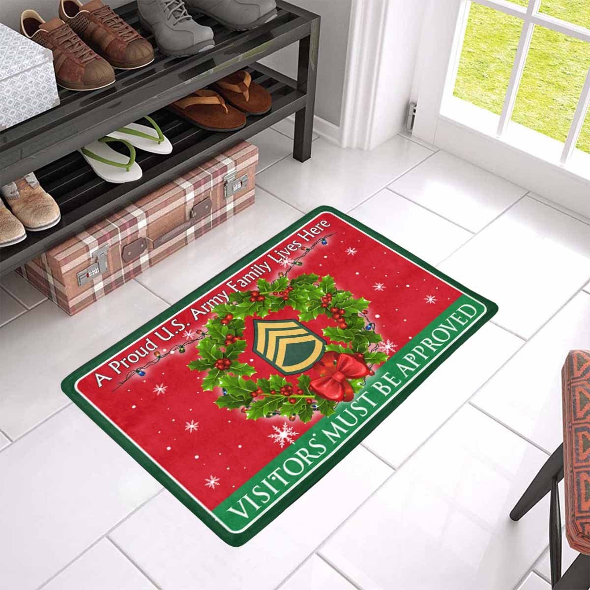 US Army E-6 Staff Sergeant E6 SSG Noncommissioned Officer Ranks - Visitors must be approved Christmas Doormat-Doormat-Army-Ranks-Veterans Nation