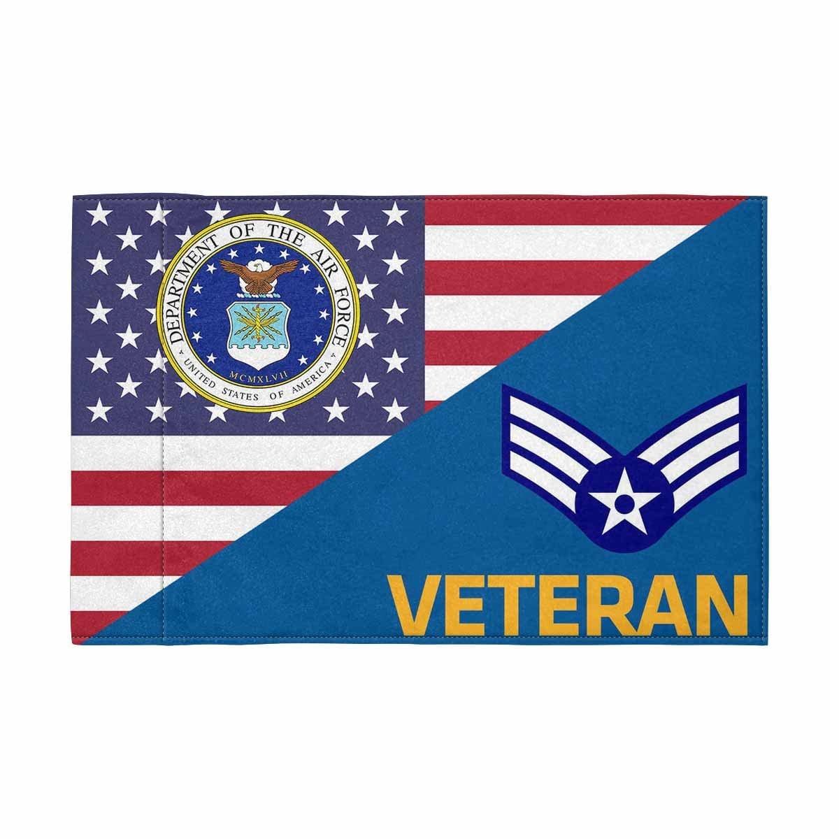 US Air Force E-4 SrA Veteran Motorcycle Flag 9" x 6" Twin-Side Printing D01-MotorcycleFlag-USAF-Veterans Nation
