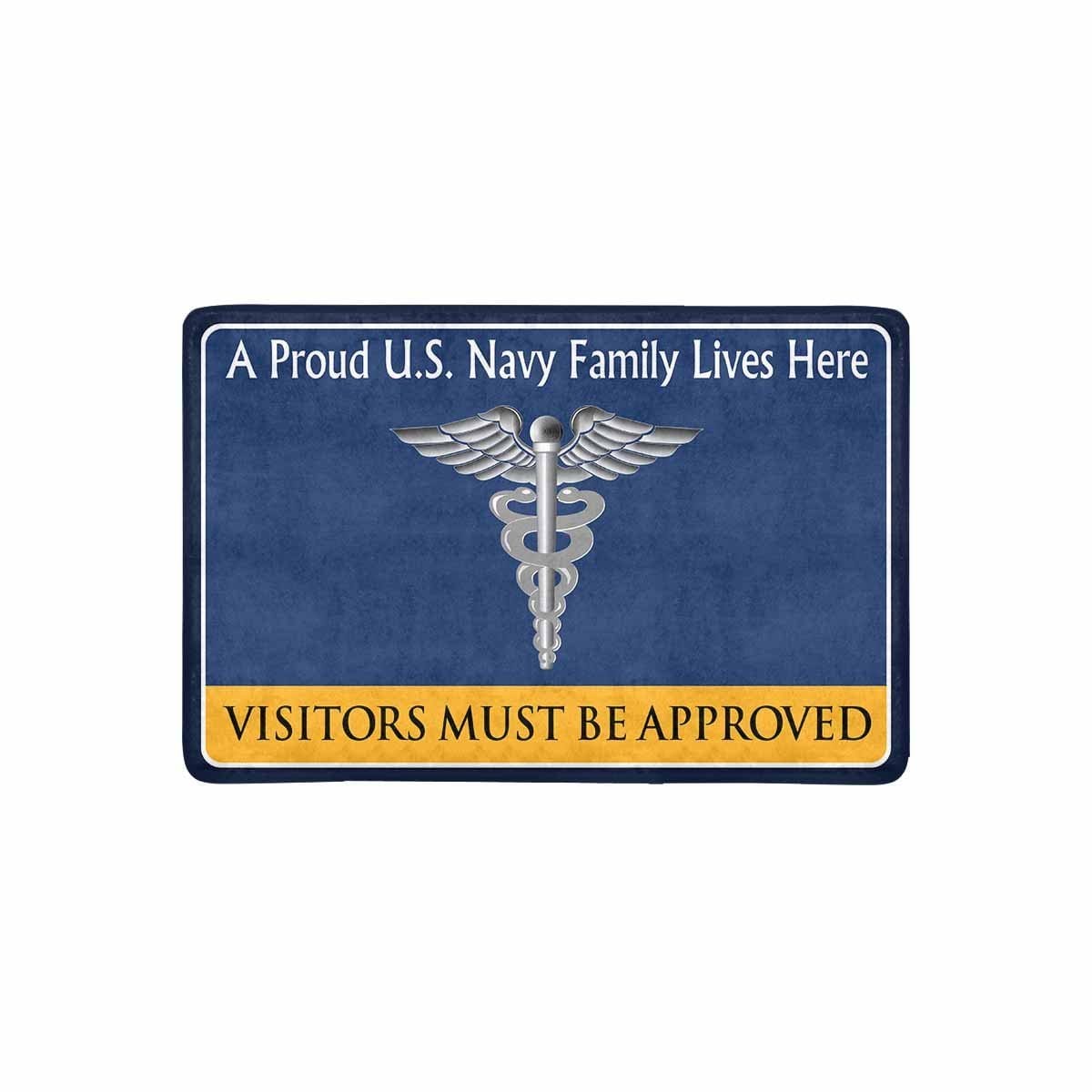 U.S Navy Hospital Corpsman Navy HM Family Doormat - Visitors must be approved (23,6 inches x 15,7 inches)-Doormat-Navy-Rate-Veterans Nation