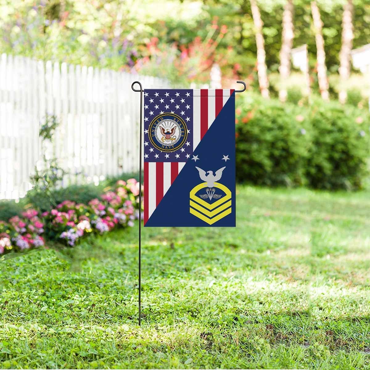 US Navy Aircrew Survival Equipmentman Navy PR E-9 MCPO Master Chief Petty Officer Garden Flag/Yard Flag 12 inches x 18 inches Twin-Side Printing-GDFlag-Navy-Rating-Veterans Nation