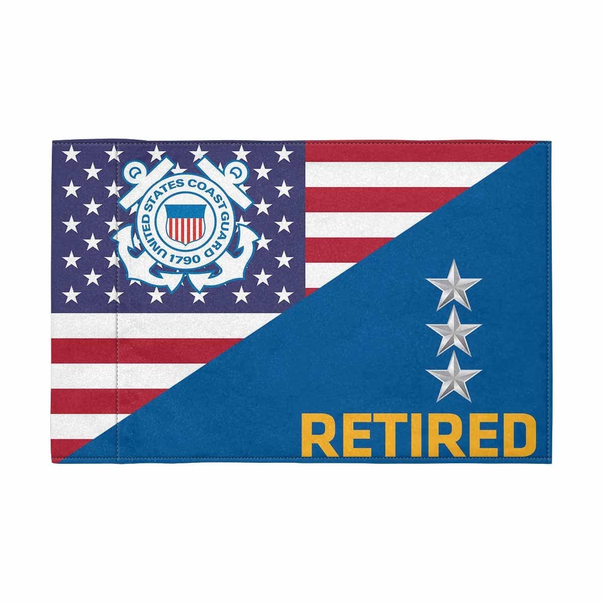 USCG O-9 Retired Motorcycle Flag 9" x 6" Twin-Side Printing D01-MotorcycleFlag-USCG-Veterans Nation