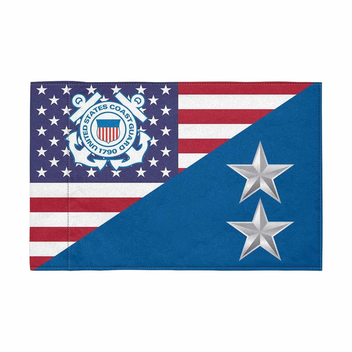 USCG O-8 Motorcycle Flag 9" x 6" Twin-Side Printing D01-MotorcycleFlag-USCG-Veterans Nation