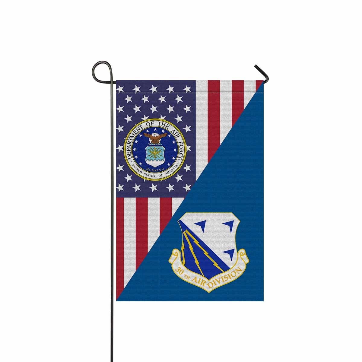 US Air Force 30th Air Division Garden Flag/Yard Flag 12 inches x 18 inches Twin-Side Printing-GDFlag-USAF-AirDivision-Veterans Nation