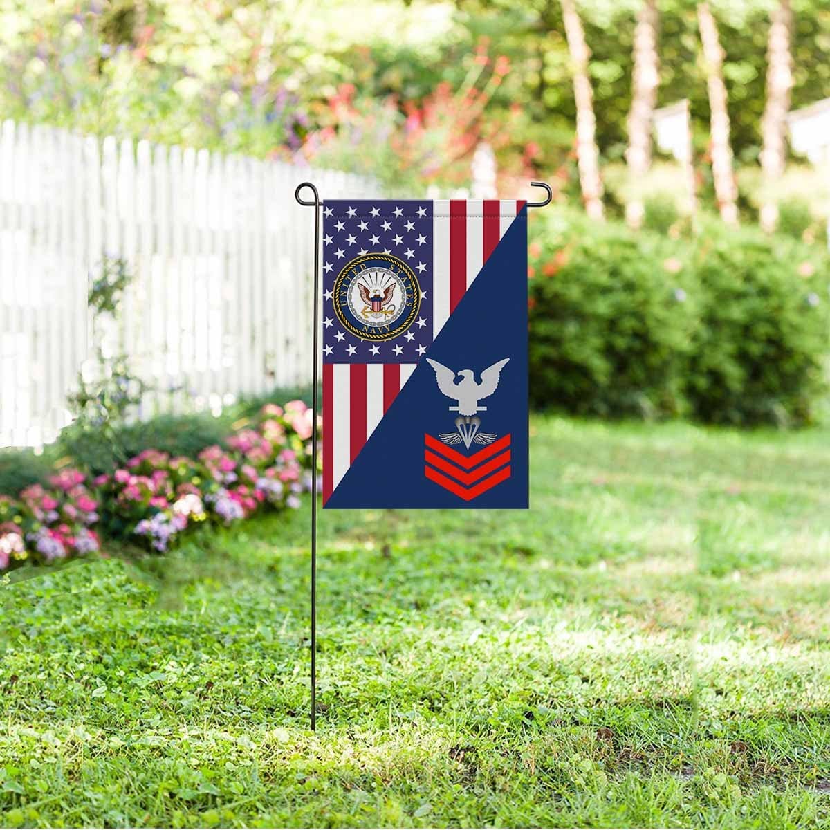 Navy Aircrew Survival Equipmentman Navy PR E-6 Red Stripe Garden Flag/Yard Flag 12 inches x 18 inches Twin-Side Printing-GDFlag-Navy-Rating-Veterans Nation