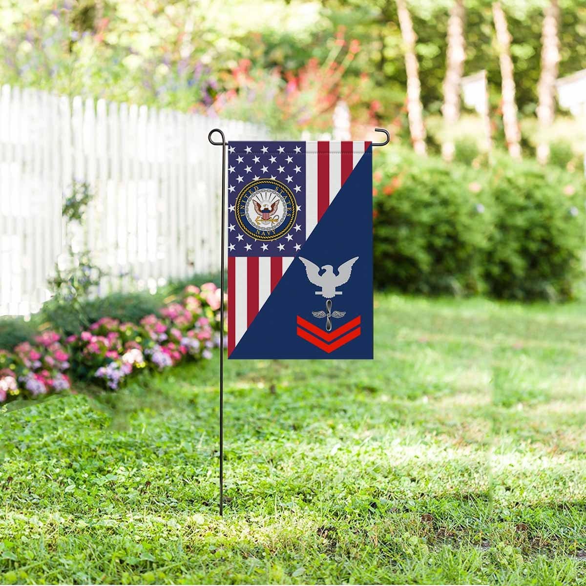 U.S Navy Aviation machinist's mate Navy AD E-5 Red Stripe Garden Flag/Yard Flag 12 inches x 18 inches Twin-Side Printing-GDFlag-Navy-Rating-Veterans Nation