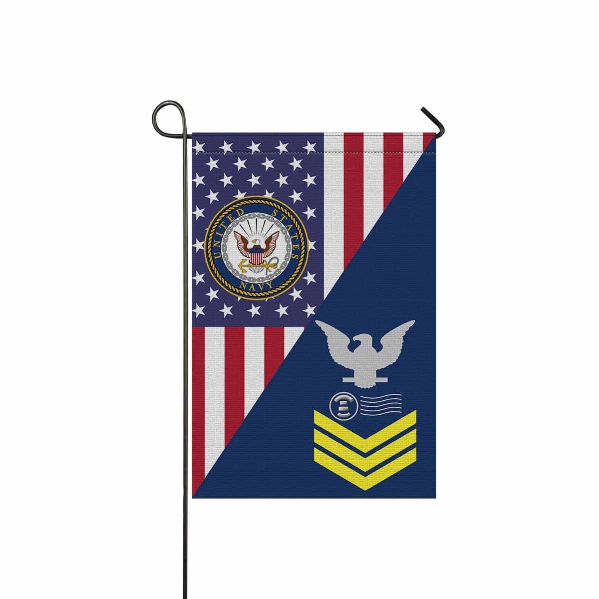 Navy Postal Clerk Navy PC E-6 Gold Stripe Garden Flag/Yard Flag 12 inches x 18 inches Twin-Side Printing-GDFlag-Navy-Rating-Veterans Nation