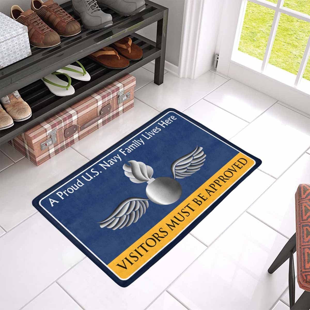 Navy Aviation Ordnanceman Navy AO Family Doormat - Visitors must be approved (23,6 inches x 15,7 inches)-Doormat-Navy-Rate-Veterans Nation