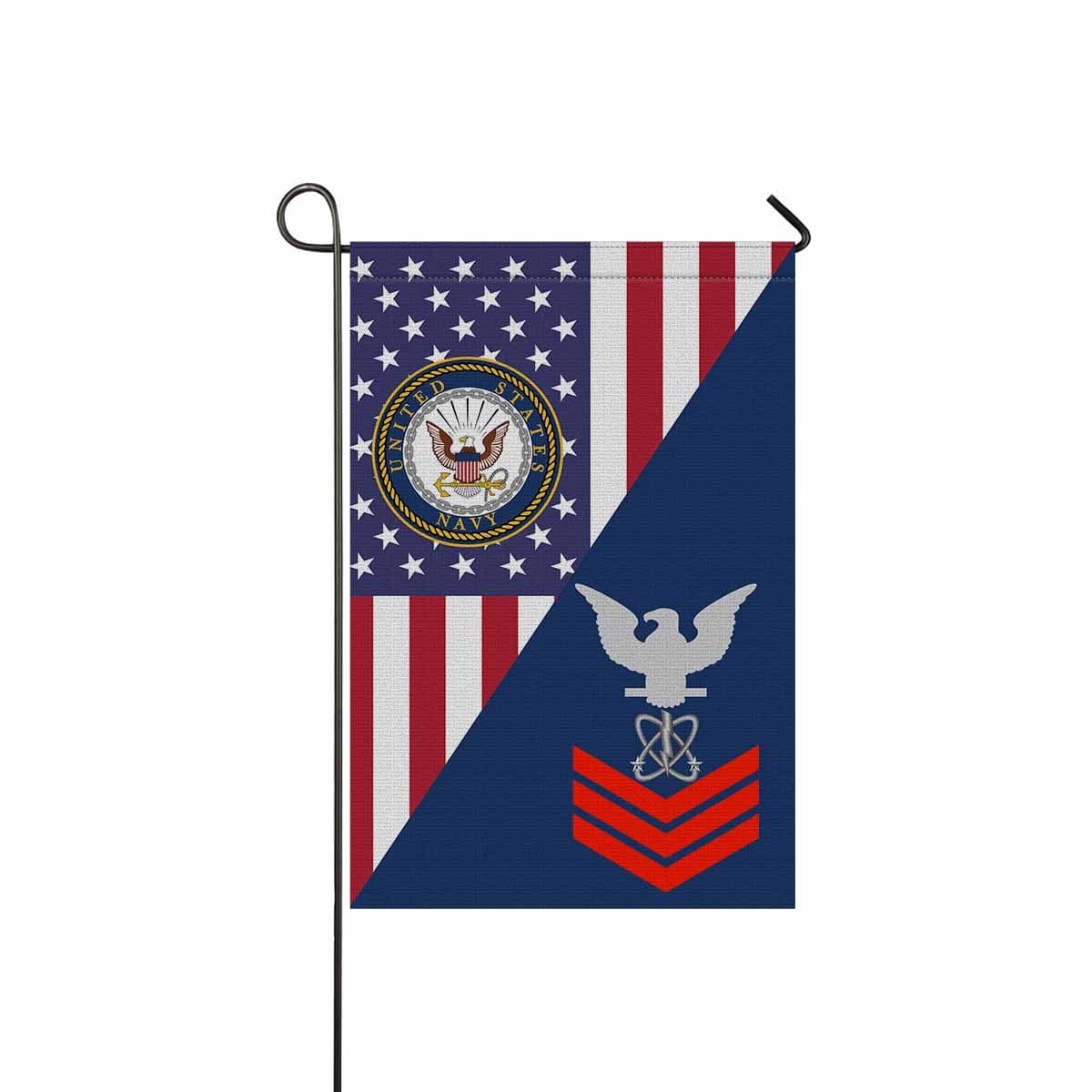 Navy Electronics Warfare Technician Navy EW E-6 Red Stripe Garden Flag/Yard Flag 12 inches x 18 inches Twin-Side Printing-GDFlag-Navy-Rating-Veterans Nation