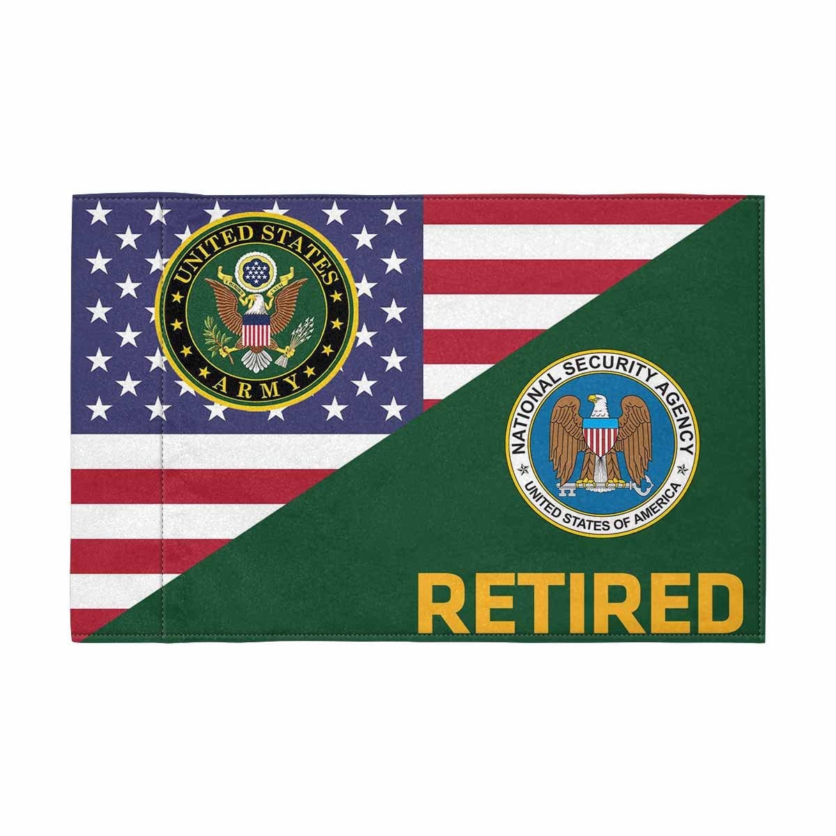 US Army National Security Agency Retired Motorcycle Flag 9" x 6" Twin-Side Printing D01-MotorcycleFlag-Army-Veterans Nation
