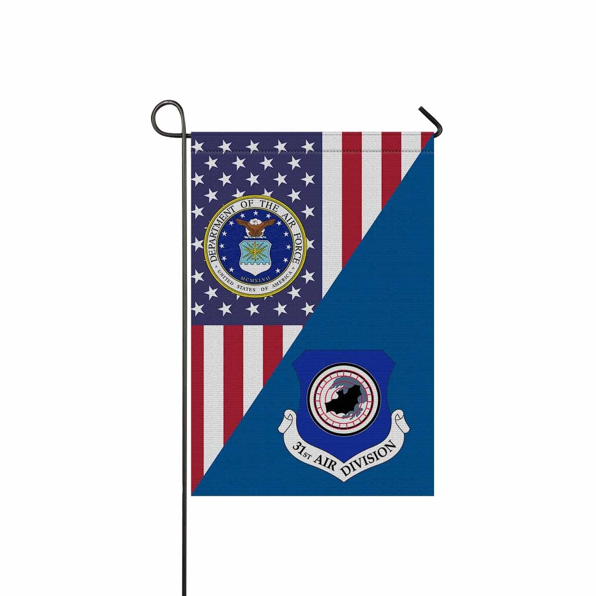 US Air Force 31st Air Division Garden Flag/Yard Flag 12 inches x 18 inches Twin-Side Printing-GDFlag-USAF-AirDivision-Veterans Nation